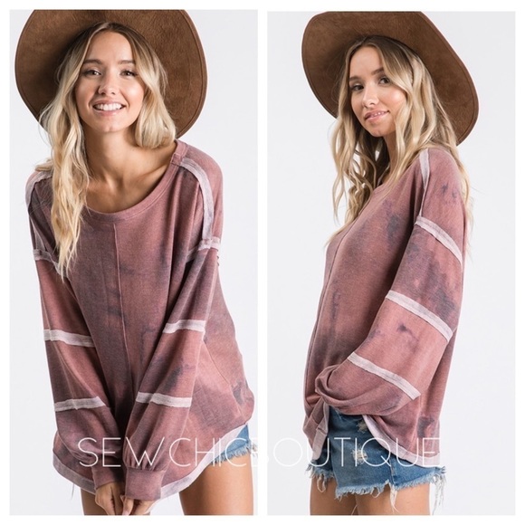 Tie Dye Raw Edge Vintage Style Top - Picture 1 of 6